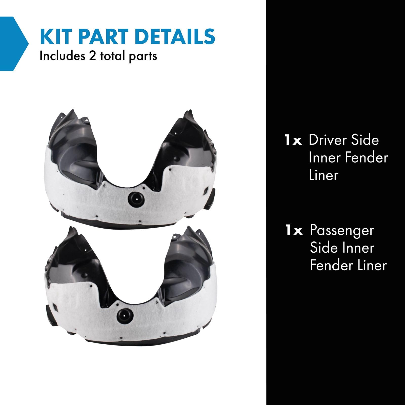 Trq Inner Fender Liner Set Compatible With 2013-2016 Lincoln Mkz Fo1248168 Fo1249168