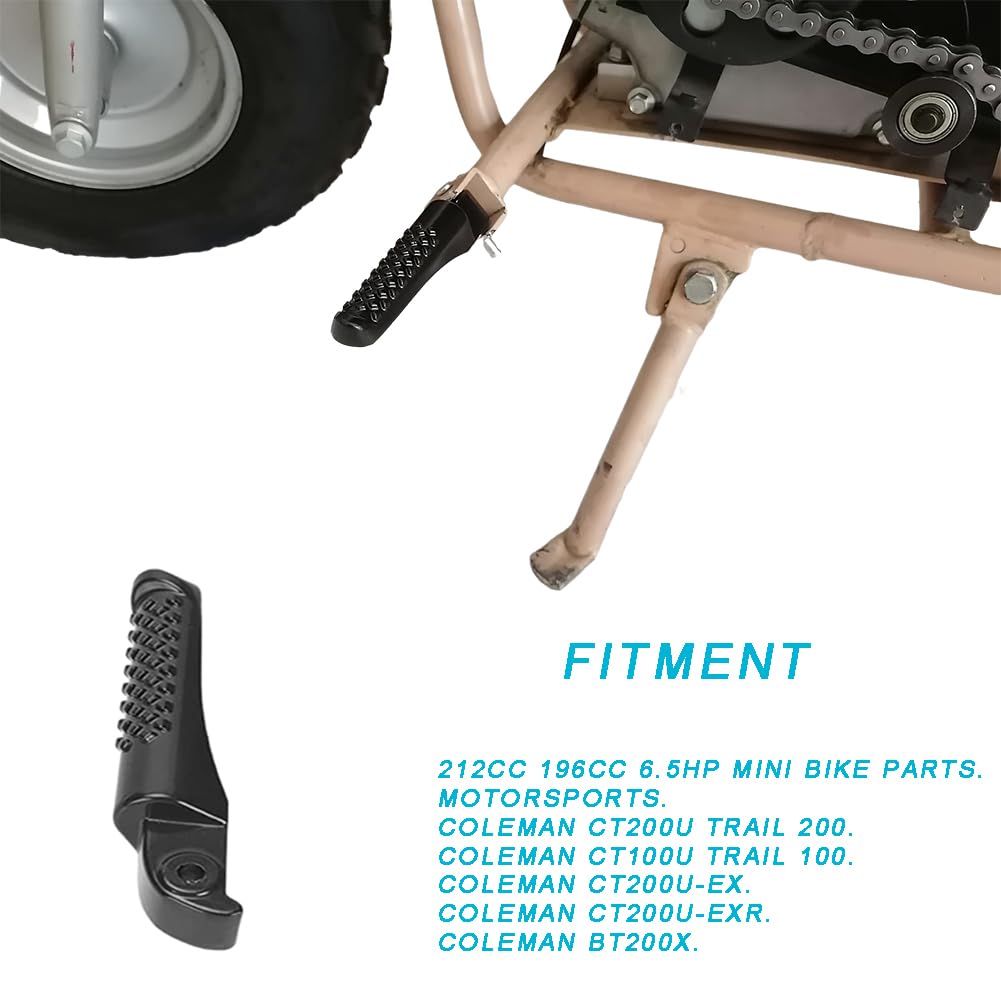Qymoto Mini Bike Foot Pegs Footrest Bracket For Coleman Ct200U,Trail 200,Ct200U-Ex,Axis M200,Bt200X,Ct200U-Exr Cc100X Ct100U Trail, Minibike Angled Foot Pedal(2 Pack)