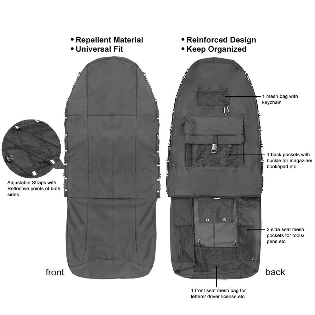 TIROL Front Car Seat Covers Waterproof Bucket Seat Cover Universal Heavy Duty High Back Seat Covers for Semi Truck, Cars, Trucks