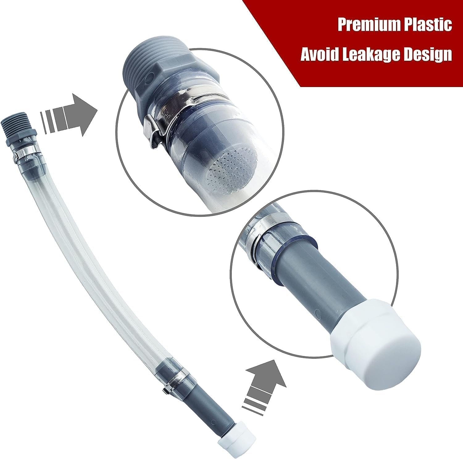 Mapleza 2-Pack Fuel Jug Hose - 5 Gallon Gas Can Hose Replacement with Upgraded Filter Design - Compatible with 5.5 & 3 Gallon Ju