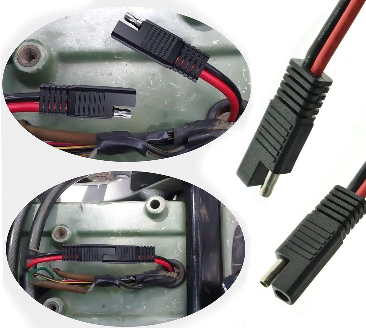 FLAPRV 2 Pack 10 Gauge 2 Pin Quick Disconnect Audiopipe Polarized Wire Harness, 12 Inch Heavy Duty SAE Connector Bullet Lead Cab