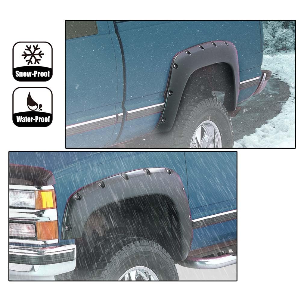 G-Plus Fender Flares, Compatible With Gmc Sierra 1500 2007-2013 4Pcs Wheel Cover Trim Textured Riveted