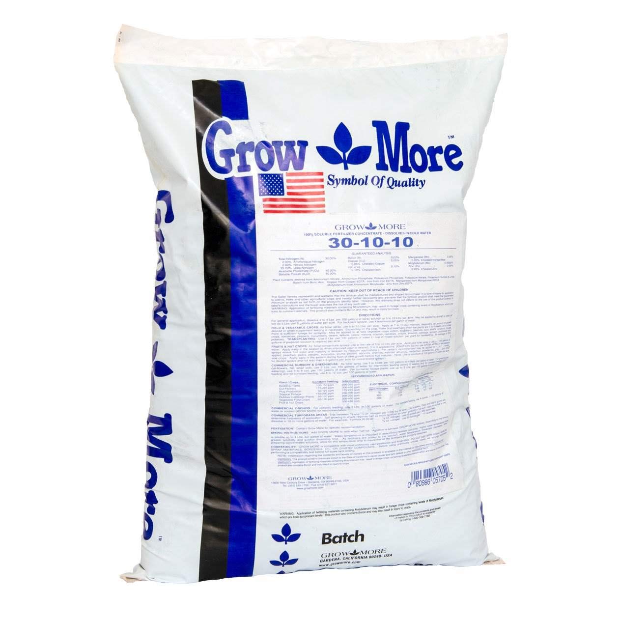 Grow More 5705 Water Soluble Fertilizer 30-10-10, 25-Pound