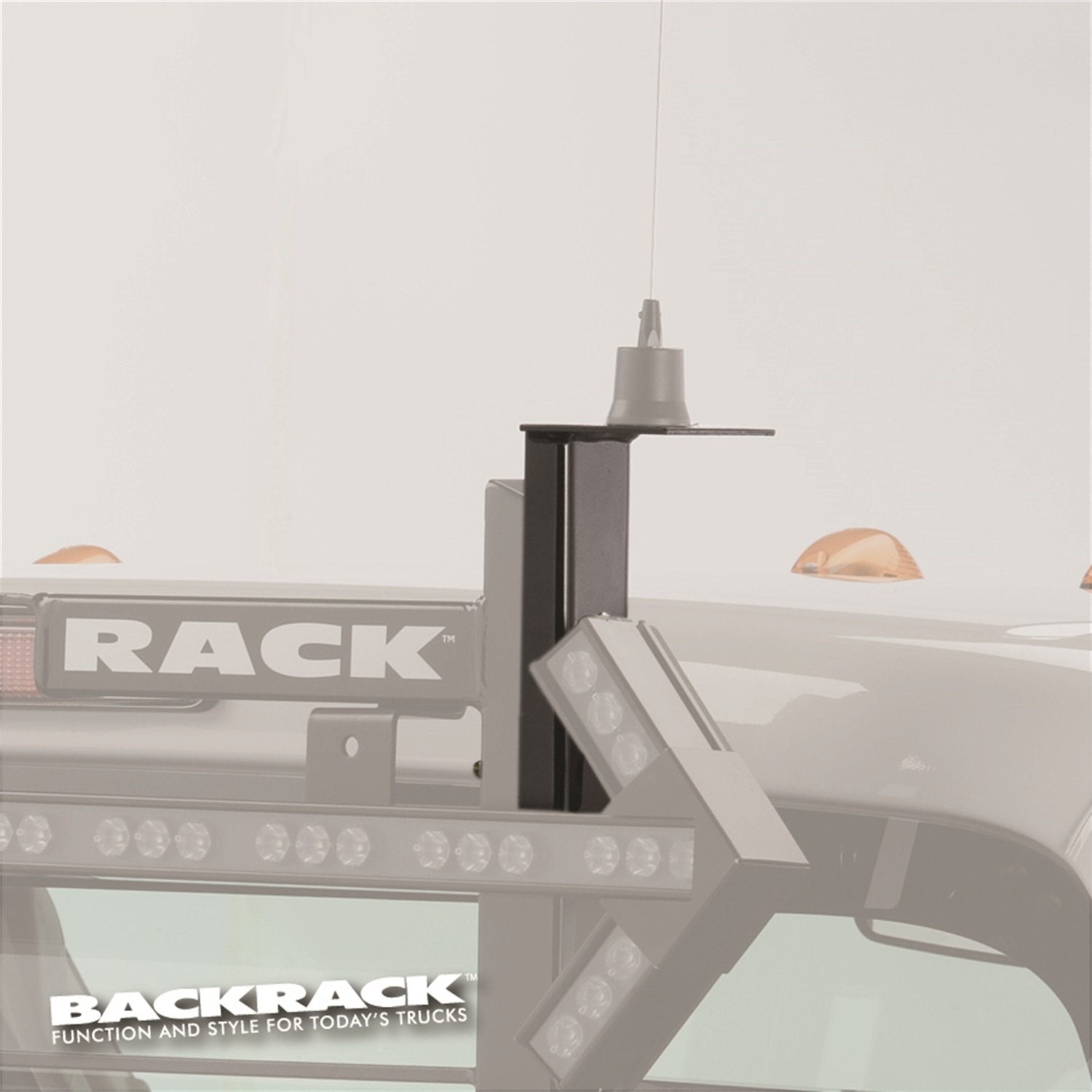 Realtruck Backrack Antenna Mounting Bracket | Driver/Passenger Side, Black | 91008 | Universal W/Backrack Frame'S