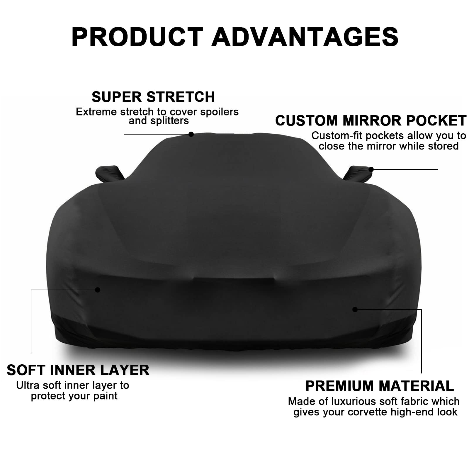 Car Cover Indoor Compatible with Corvette C6 2005-2013, Stretch Satin Dust-Proof Protection Ultimate Custom Full Car Cover for U