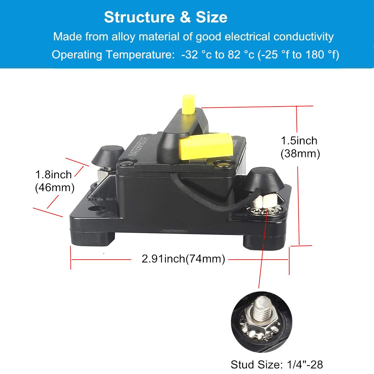 Wohhom 300 Amp Circuit Breaker Dc 12V -48V Waterproof 30A-300A Manual Reset Fuse Inverter For Trolling Motor Auto Car Rv Marine