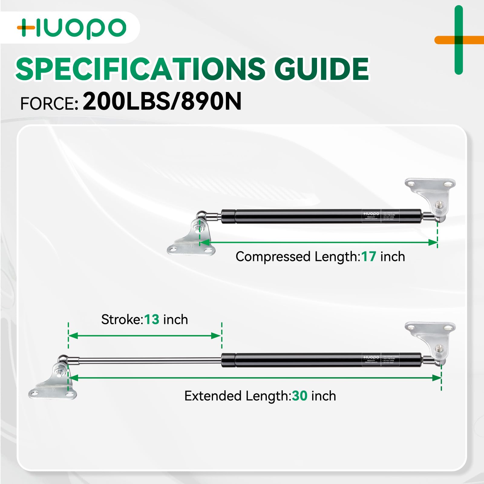 Huopo 30 Inch 200 Lb/890 N Gas Shock Strut Spring Lift Support For Rv Bed Door Floor Hatch Boat Shed Window Custom Heavy Duty Tr