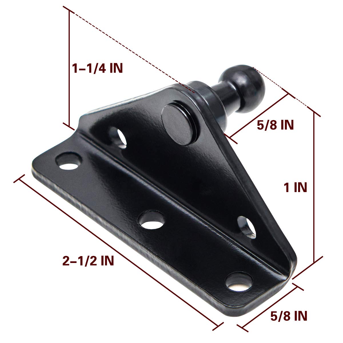 10Mm Gas Spring Lift Strut Bracket Ball Stud Black, Mounting Bracket For Lift Support Prop, Pack Of 4