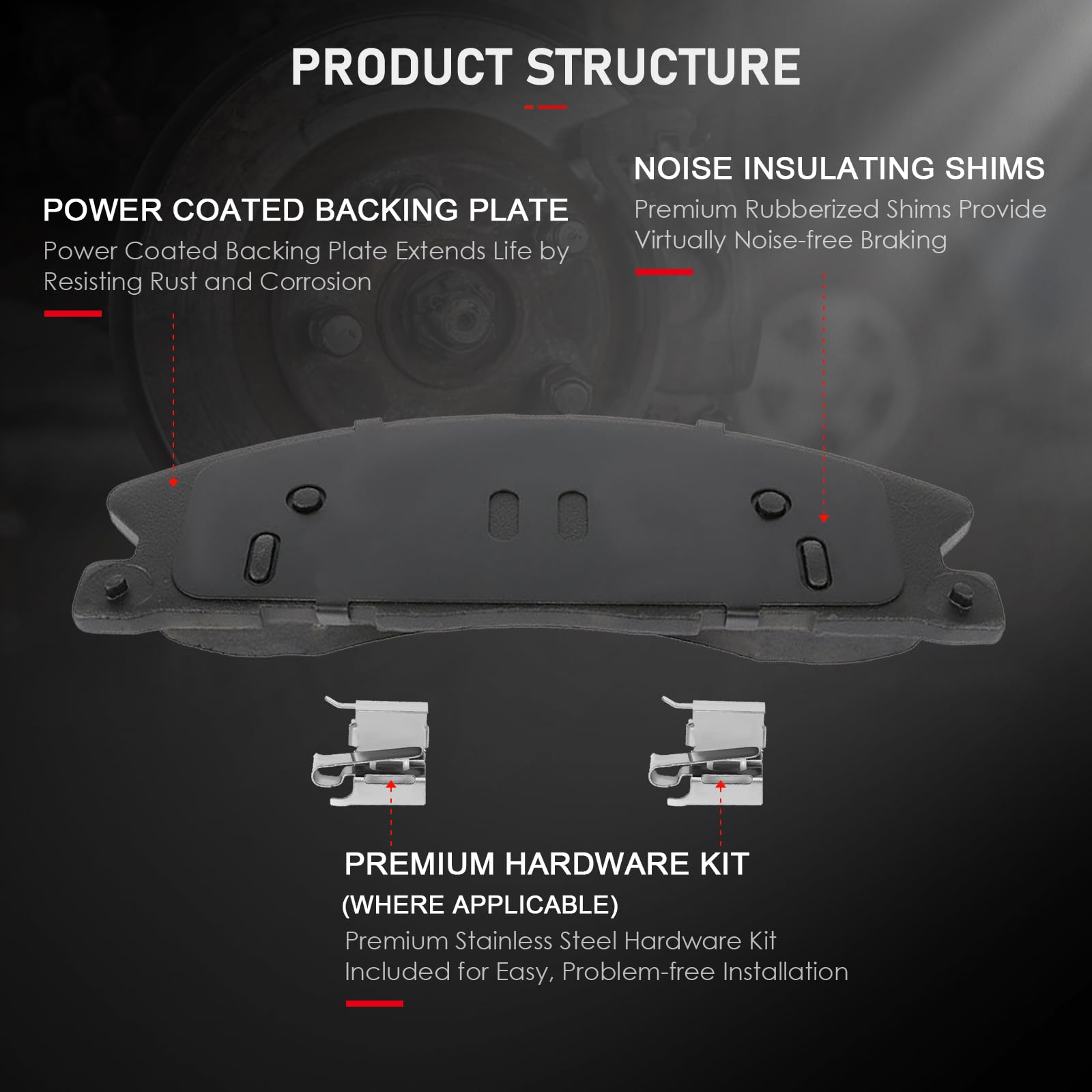 Cciyu D1611 Front Ceramic Brake Pads Kits Fit For Ford Explorer,Flex,Police Interceptor Sedan,Police Interceptor Utility,Special