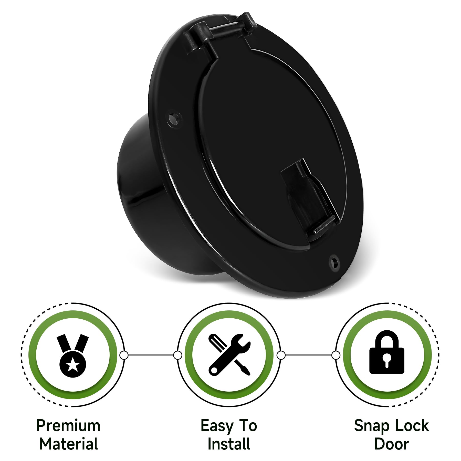 Porscan RV 5 Inch Round Electric Cable Hatch for 30 and 50 Amp Cords, RV Power Cord Cable Hatch Cover Compatible with Coleman Ja