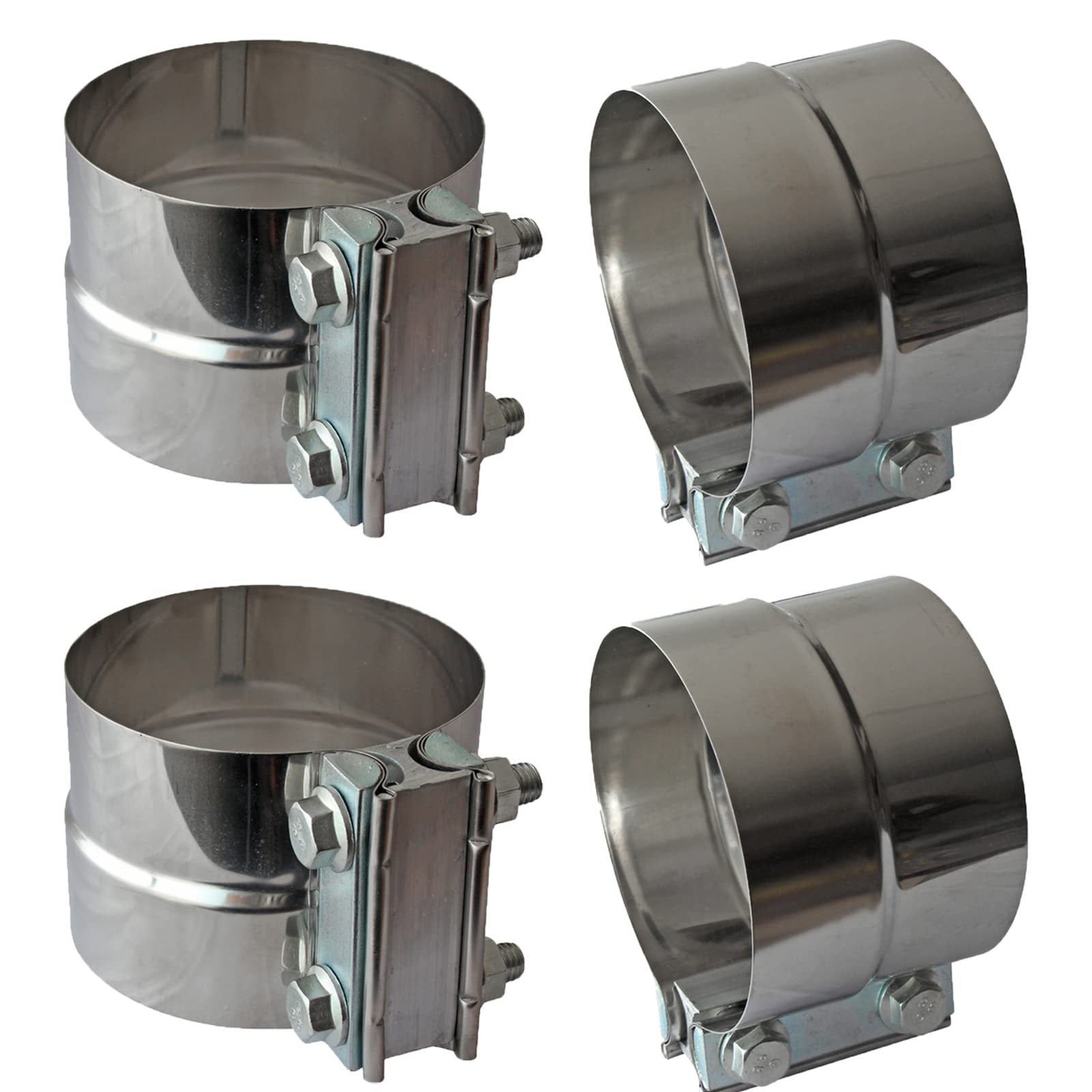 4 Inch Lap Joint Exhaust Pipe Muffler Clamp Band - 304 Stainless Steel (4 Pack)