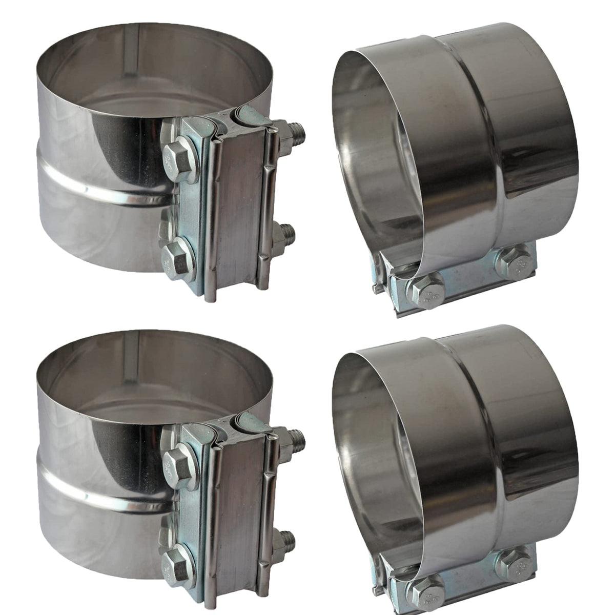 4 Inch Lap Joint Exhaust Pipe Muffler Clamp Band - 304 Stainless Steel (4 Pack)