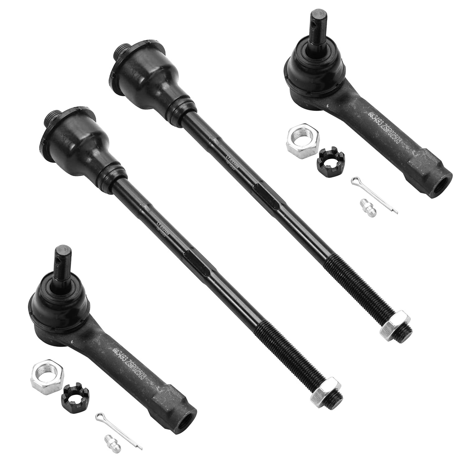 Detroit Axle - Front 4pc Tie Rods for Chevy GMC Silverado Sierra Yukon XL Suburban 2500 Tahoe Cadillac Escalade ESV EXT, 4 Inner and Outer Tie Rod Ends Replacement