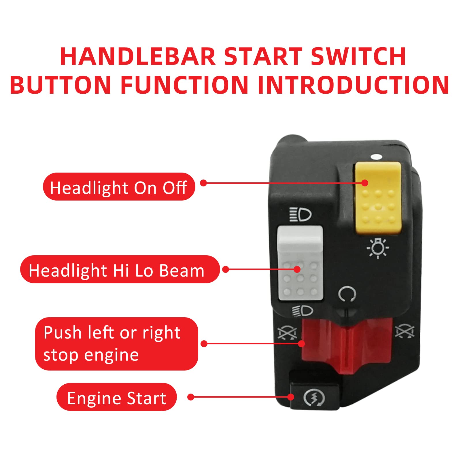 M Mati For Honda 300Ex Trx300Ex Handlebar Start Switch Button Control Kill Stop Headlight 1993-2006 35200-Hm3-000 35020-Hm3-A00 35020-Hm3-505