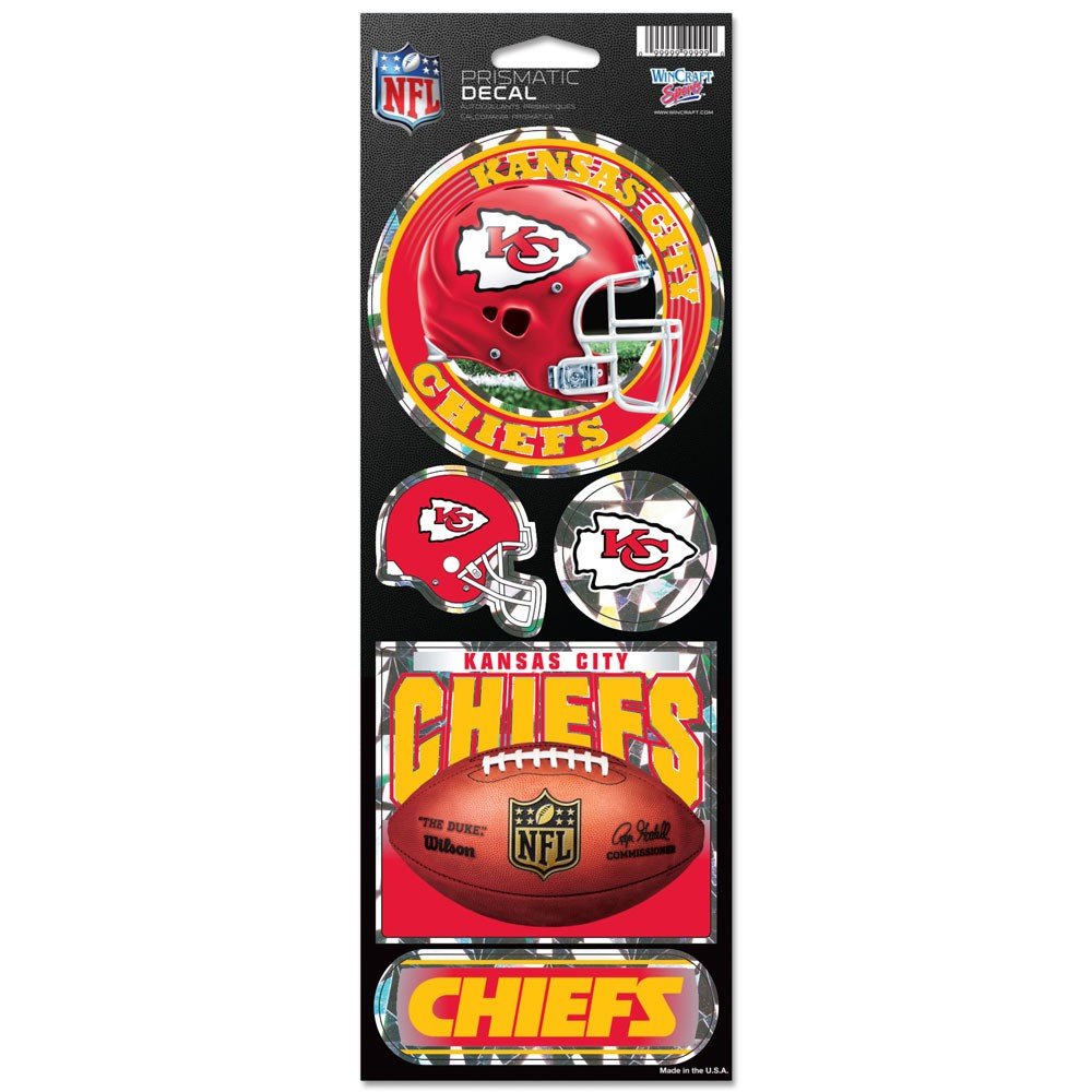 NFL Kansas City Chiefs Prismatic Stickers, Team Color, One Size