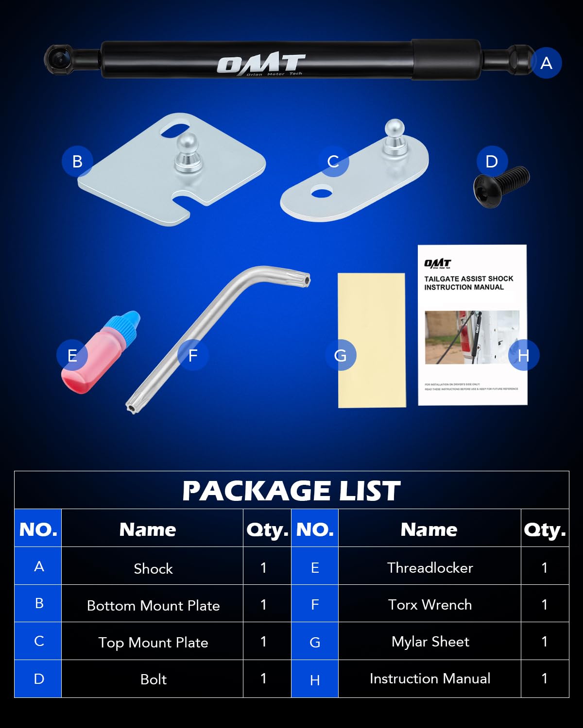 Orion Motor Tech Truck Tailgate Assist, Pickup Tailgate Lift Assist Kit, Heavy Duty Tailgate Shock Truck Accessories Compatible With Ford 2017 2018 2019 2020 2021 2022 F250 F350 F450 Super Duty