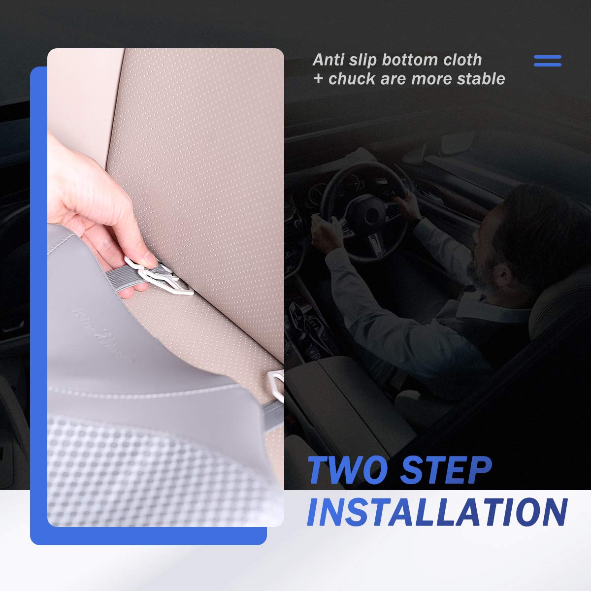 Kingleting Car Seat Cushion, Heightening Wedge Seat Cushion For Sciatica Tailbone Pain Relief, Auto Seat Cushion For Short Peopl