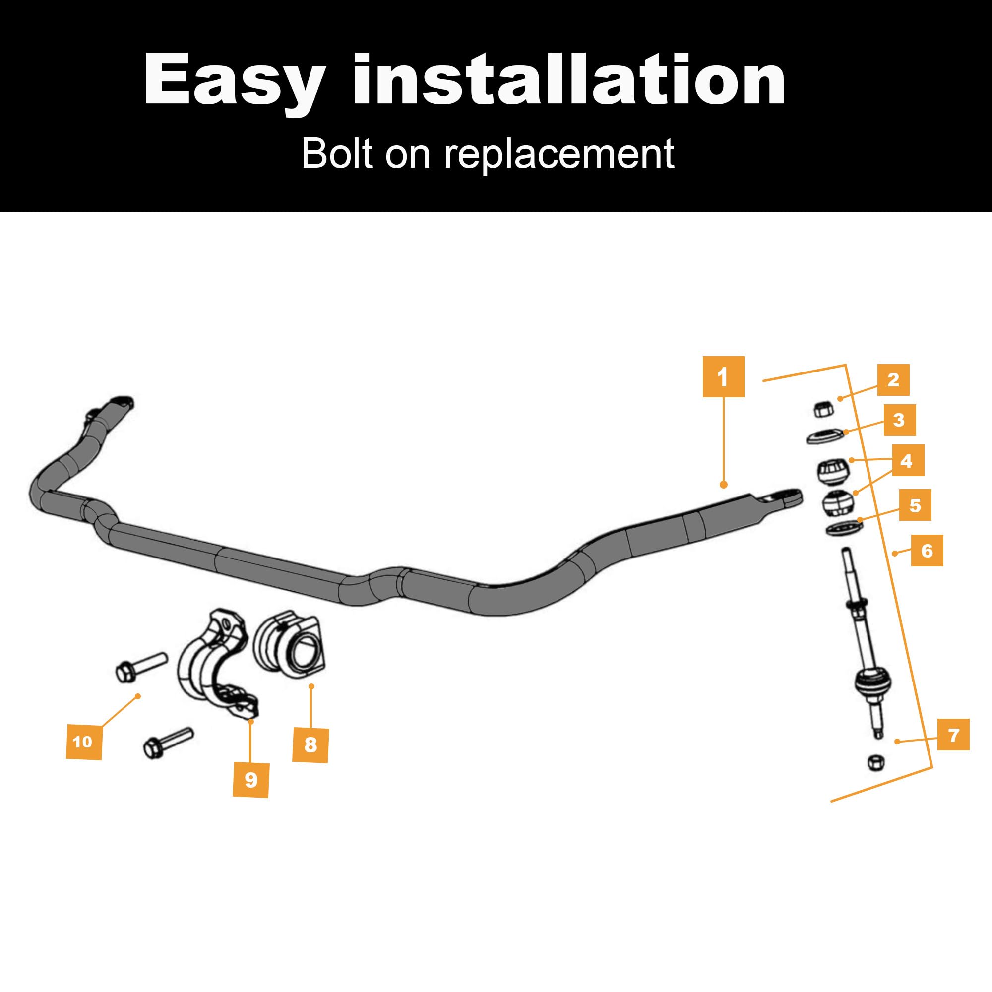 Camotokiit Upgrade 55398938AC Front Suspension Stabilizer Bar Compatible with 2009-2010 Dodge Ram 1500,2011-2018 Ram 1500,2019-2