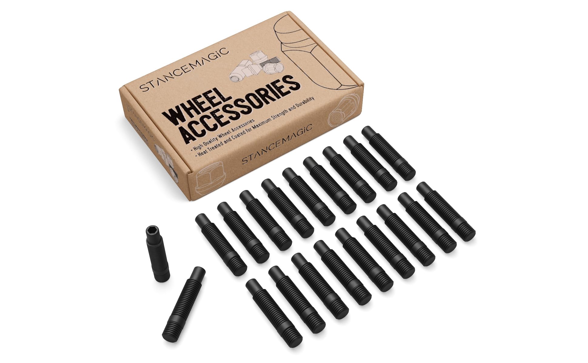 20Pcs Black Wheel Stud Conversion - 12X1.5 To 12X1.5, 33Mm Shank Length - Compatible With Bmw 128I 135I 318I 320I 325I 328I 335I M3 525I 528I 530I 535I M5 Z3 Z4 E36 E46 E60 E90 E92 E93