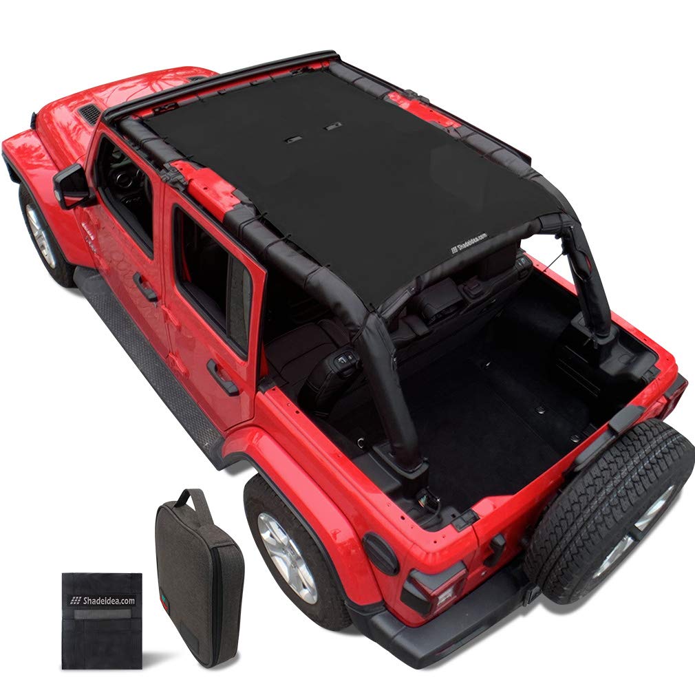 Shadeidea Sun Shade For Jeep Wrangler Jl Unlimited (2018-2023) 4 Door Front And Rear-Black Mesh Screen Sunshade Jlu Top Cover Uv
