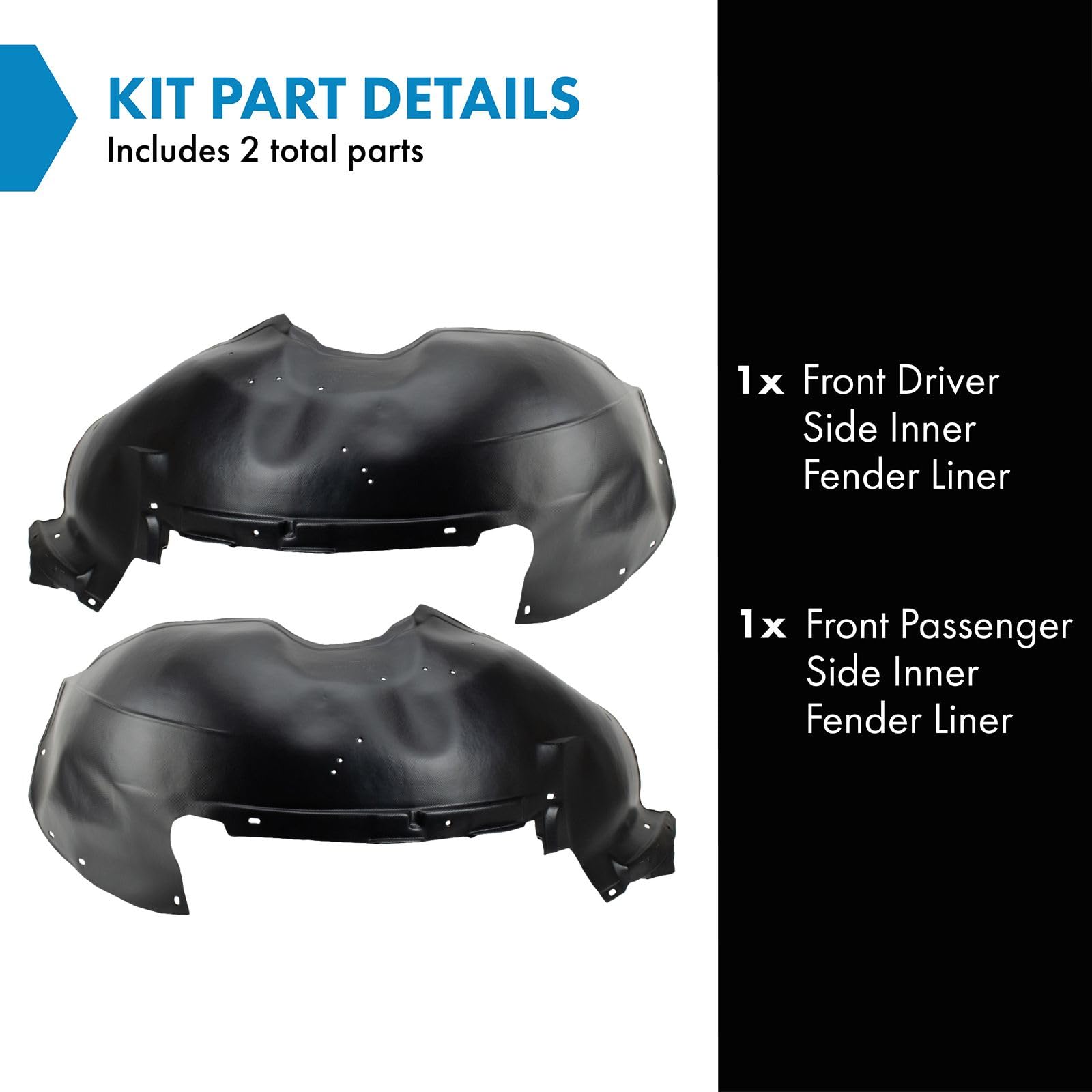 Trq Front Inner Fender Liner Set Compatible With 2001-2006 Chevrolet Silverado 2500 Hd 2007 Silverado 2500 Hd Classic Silverado