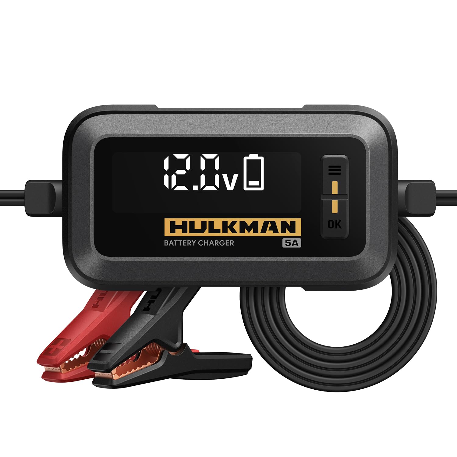 Hulkman Sigma 5 Battery Trickle Charger, 5A 6V/12V Automatic Smart Car Battery Charger, Battery Maintainer, And Desulfator With Intelligent Interface For Car, Motorcycle, Atv, Lithium And Deep Cycle