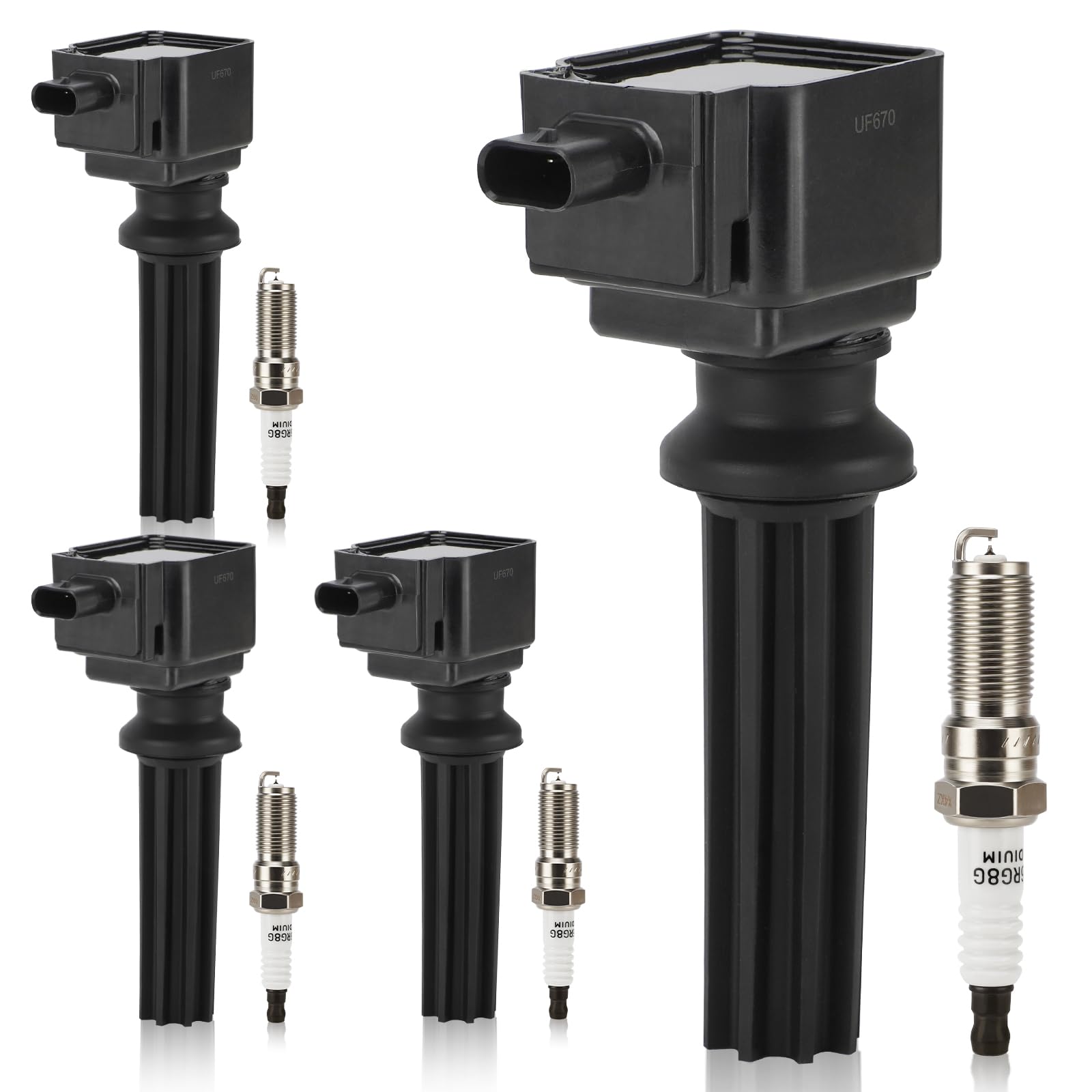 Uf670 Ignition Coil & Ltr6Bhx Double Iridium Spark Plug For Ford Focus Edge Escape Explorer Fusion Mustang Taurus Ecosport/Jagua