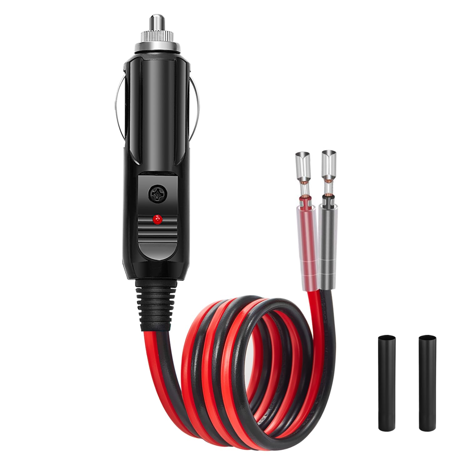 Chanzon 12V / 24V 15A Car Cigarette Lighter Plug, 16Awg Heavy Duty Fused Male Plug Adapter With Led Light, Replacement Cigarette