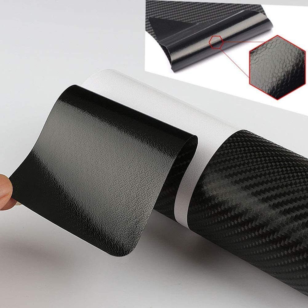 Maxdool 4Pcs Car Door Sill Protector Reflective 4D Carbon Fiber Sticker Decoration Door Entry Guard Door Sill Scuff Plate Sticke