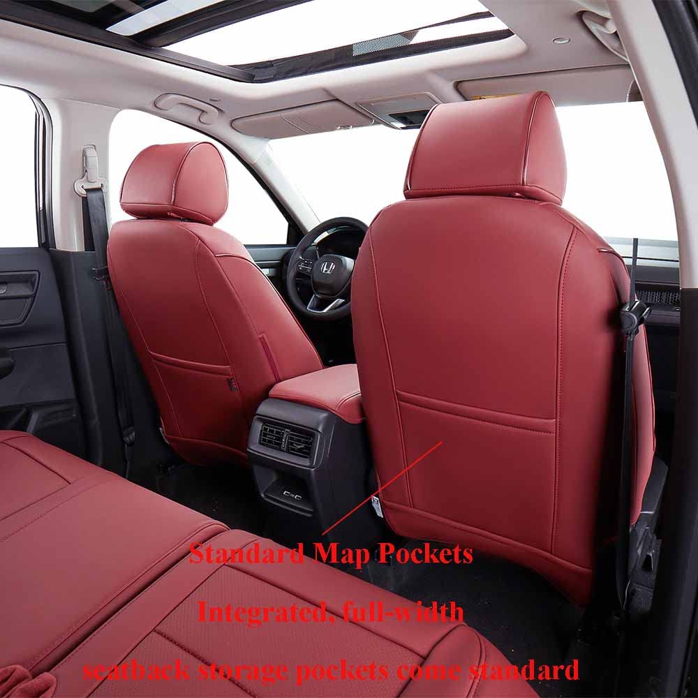 Ekr Custom Fit Crv Seat Covers For Select Honda Crv 2017 2018 2019 2020 2021 2022 - Full Set,Leather (Burgundy)