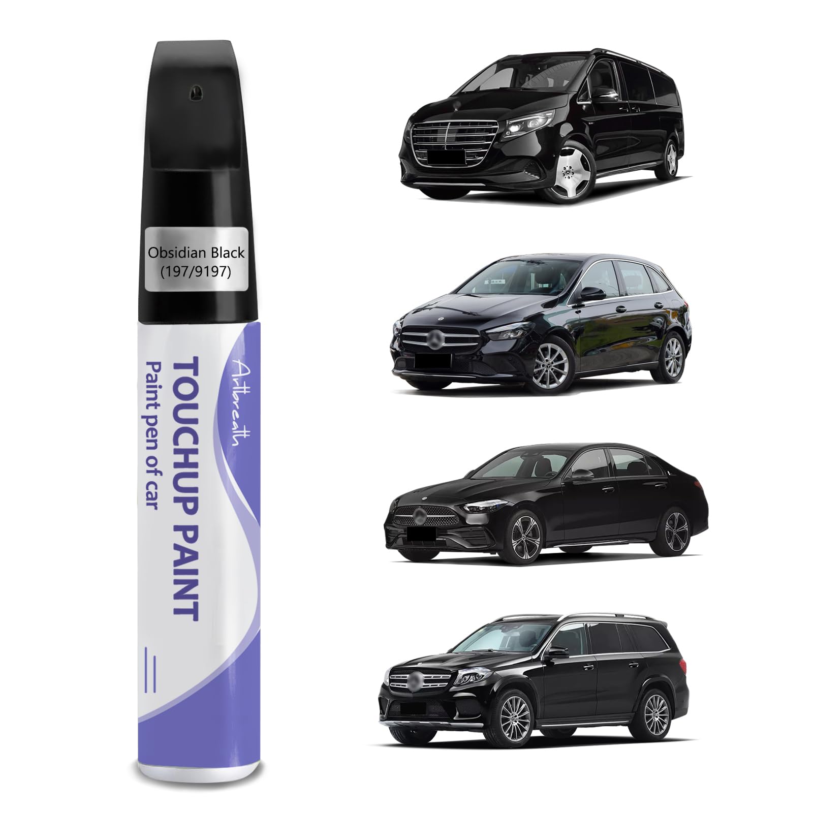 Touch Up Paint for Mercedes Benz Obsidian Black (197/9197)-Exact Match-Chips and Nicks TouchUp Paint Pen Scratch Repair Car Acce