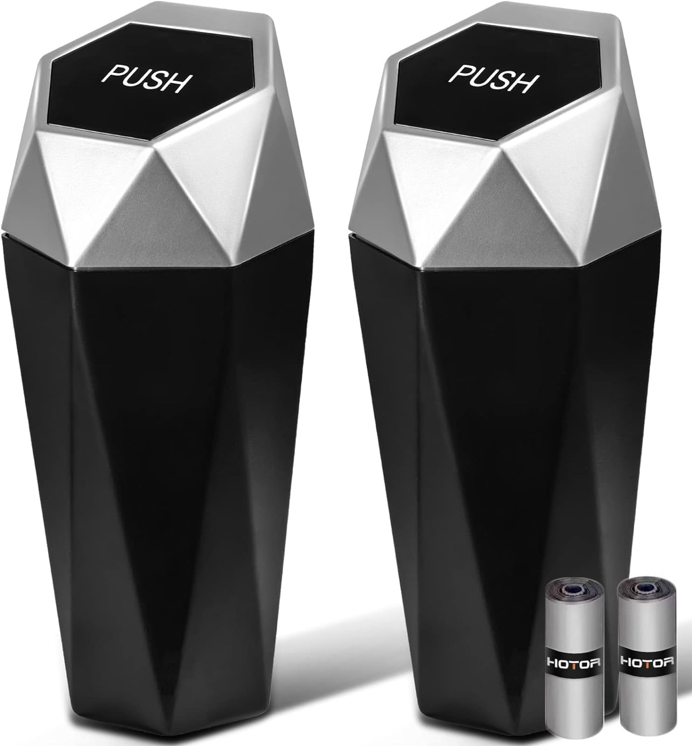 Hotor Car Trash Can With Lid - 2 Pack, Mini Essential Car Accessories For Interior, Leakproof Car Garbage Can With 31 Attached T