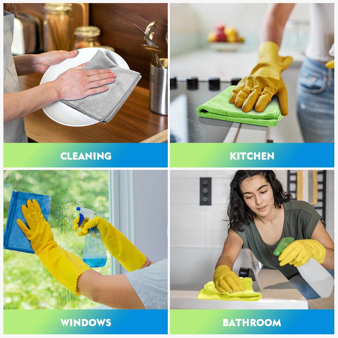 Homexcel Microfiber Cleaning Cloth 12 Pack, 12.5 X 12.5 Inch Microfiber Towels For Cars, Ultra Absorbent Cleaning Rags, Lint Fre