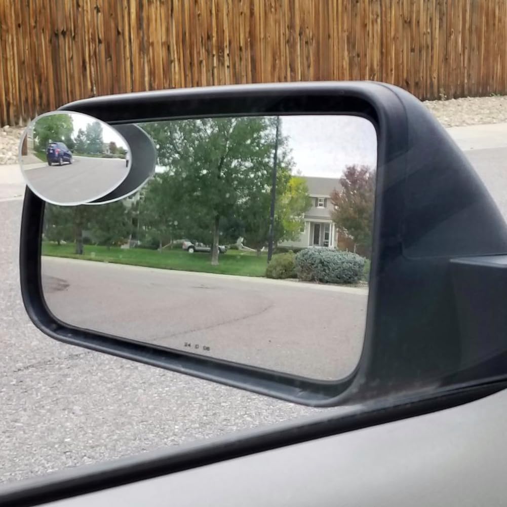Ampper Oval Blind Spot Mirror, Hd Glass Frameless Stick On Adjustabe Convex Wide Angle Rear View Blind Spot Car Mirror For Car B