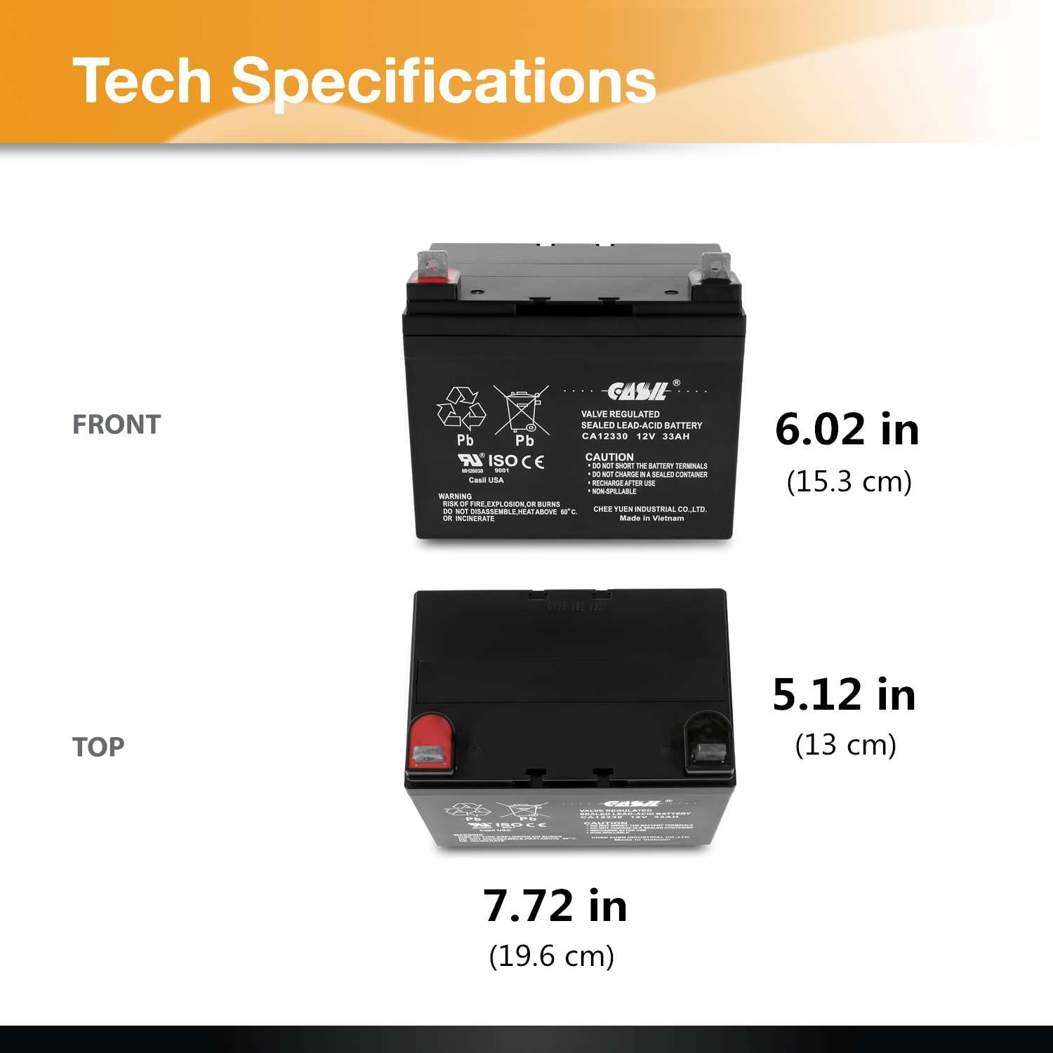 Casil 12V 33Ah Replacement Battery Compatible With John Deere, Craftsman, Husqvarna, Troy-Bilt, Huskee, Cub Cadet (2 Pack)