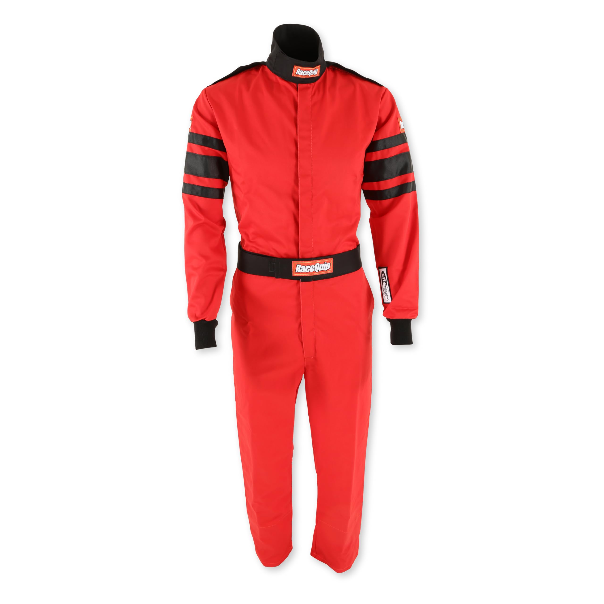 Racequip 110015Rqp 110 Series 1-Pc Driving Suit Sfi 3.2A/1 Red/Black Stripe Large