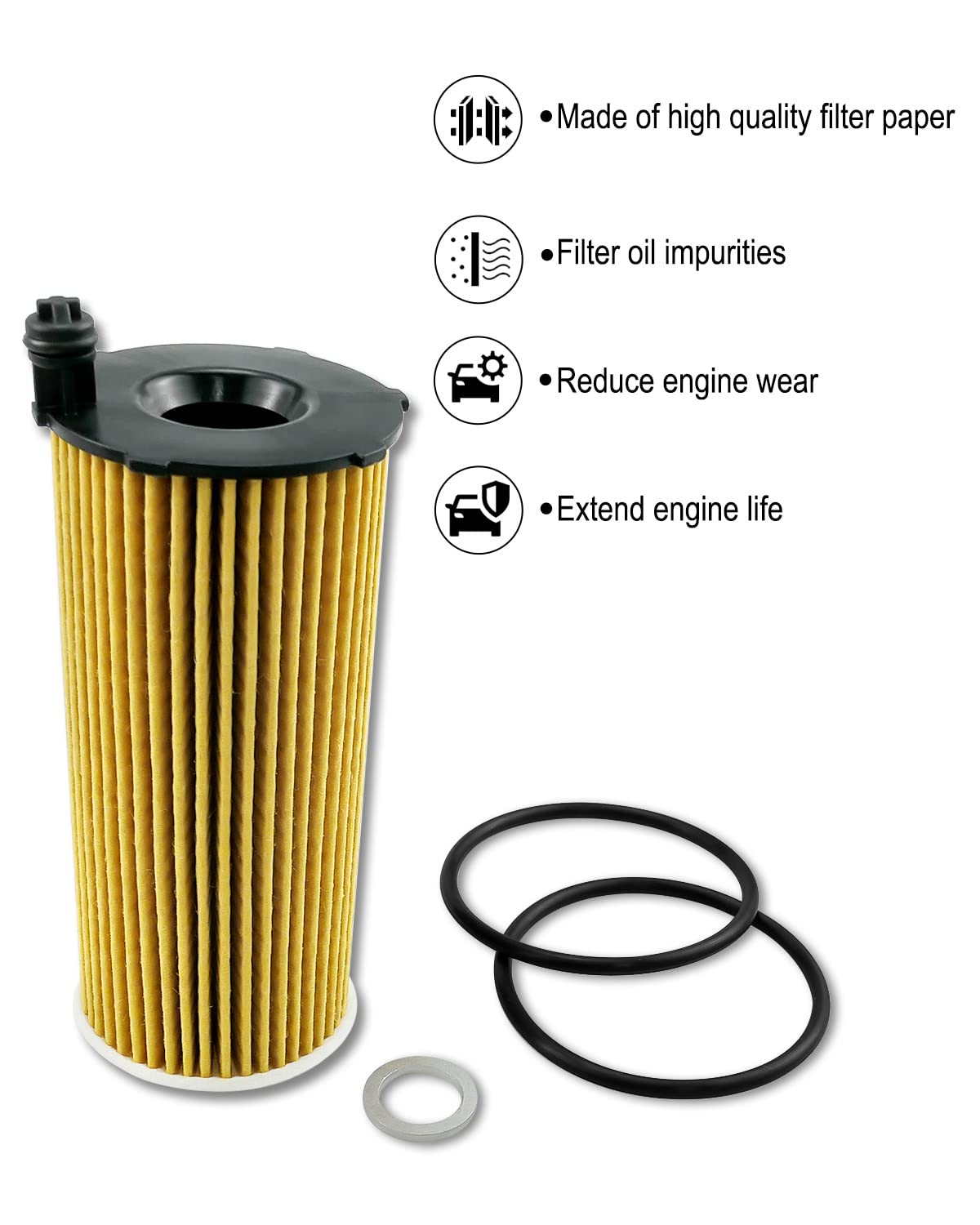 TADYAO 4 Pack Oil Filter for Kia Carnival 3.5L Engine 2021-2022 with O-rings & Drain Plug Gaskets, Paper Material