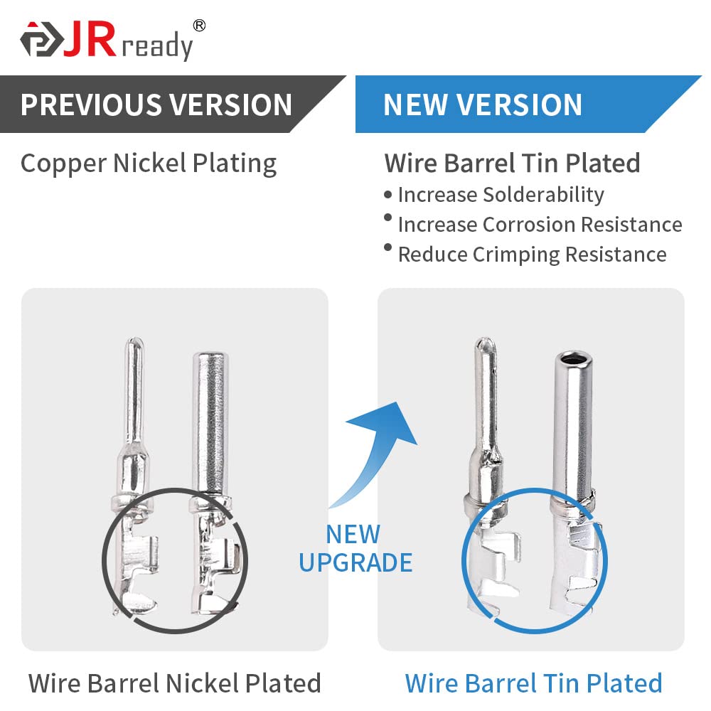 JRready 604PCS DT Deutsch Connector Kit, 2 3 4 6 8 12 Pin Gray DT Connectors, Size 16 Stamped Formed Contacts(14-18AWG)/ DT Conn