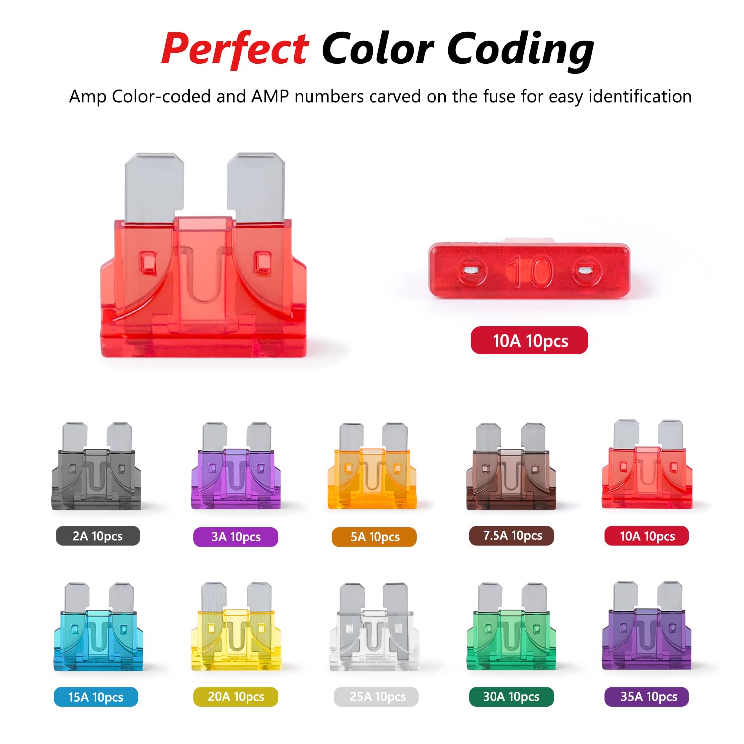 Newdeli 10Pack 14Awg Inline Fuse Holder 12V Ato/Atc Waterproof In Line Fuse Holder With 100Pcs Standard Blade Fuse 2A/3A/5A/7.5A