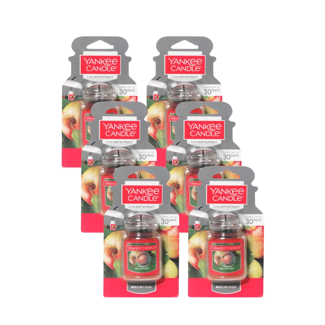 Yankee Candle Car Jar Ultimate, Macintosh, 0.96 OZ (Pack of 6)