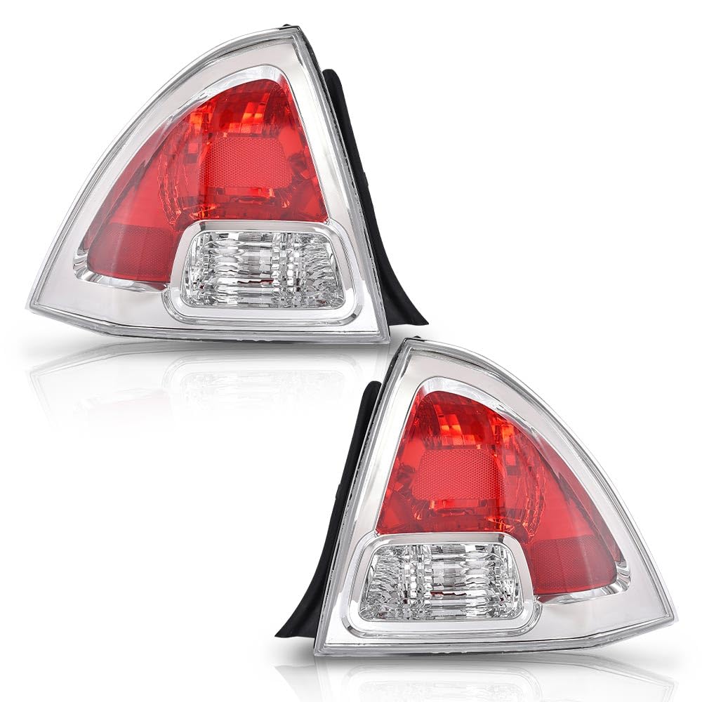 Pit66 Halogen Tail Lights Set W/O Bulbs Compatible With Ford Fusion (Submodel: S, Se, Sel) 2006-2009 Clear & Red Lens 2Pcs 6E5Z1