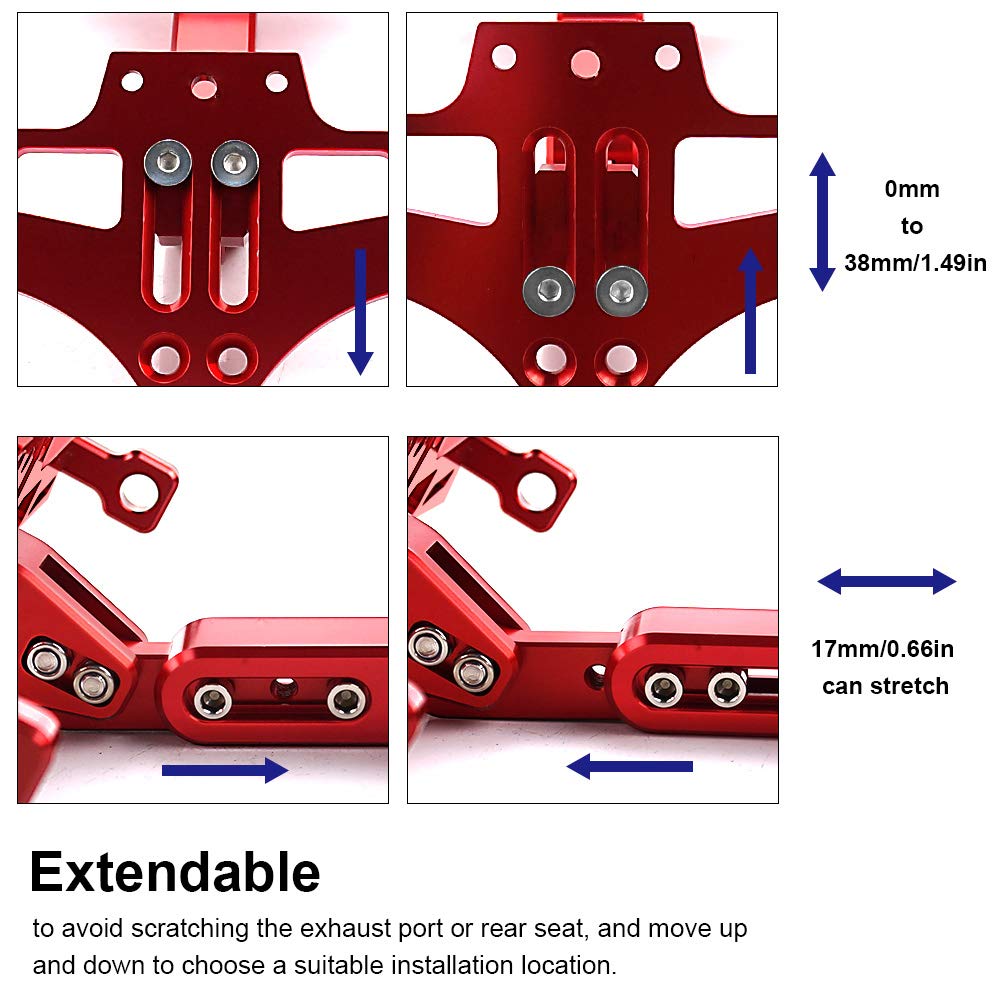 Mdpromcp Universal Motorcycle Fender Eliminator With Led Light Cnc Aluminum License Plate Bracket (Red)