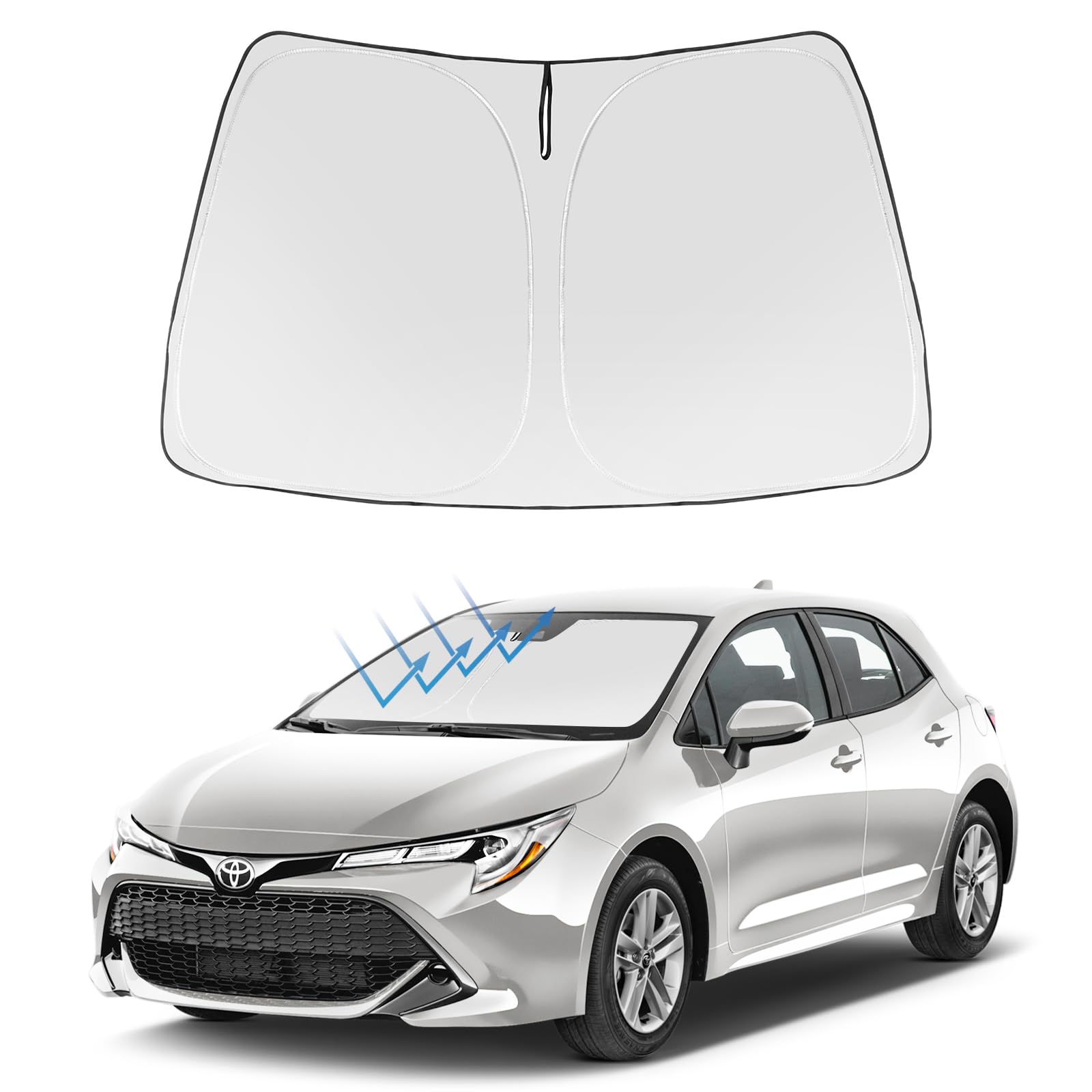Proadsy 2025 Upgrade Front Windshield Sunshade Foldable Sun Shade Protector Custom Fit 2019-2024 2025 Toyota Corolla Se Xse L Le