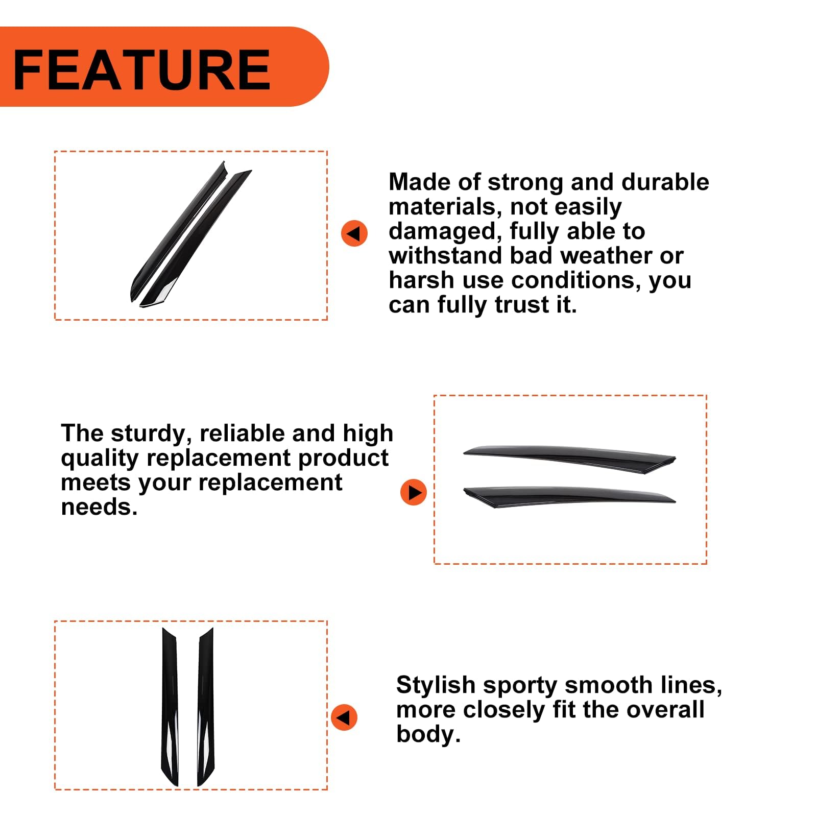 Ecotric Windshield A-Pillar Trim Compatible With 2010-2013 Kia Soul Exterior Molding Set Right Passenger & Left Driver Replaceme