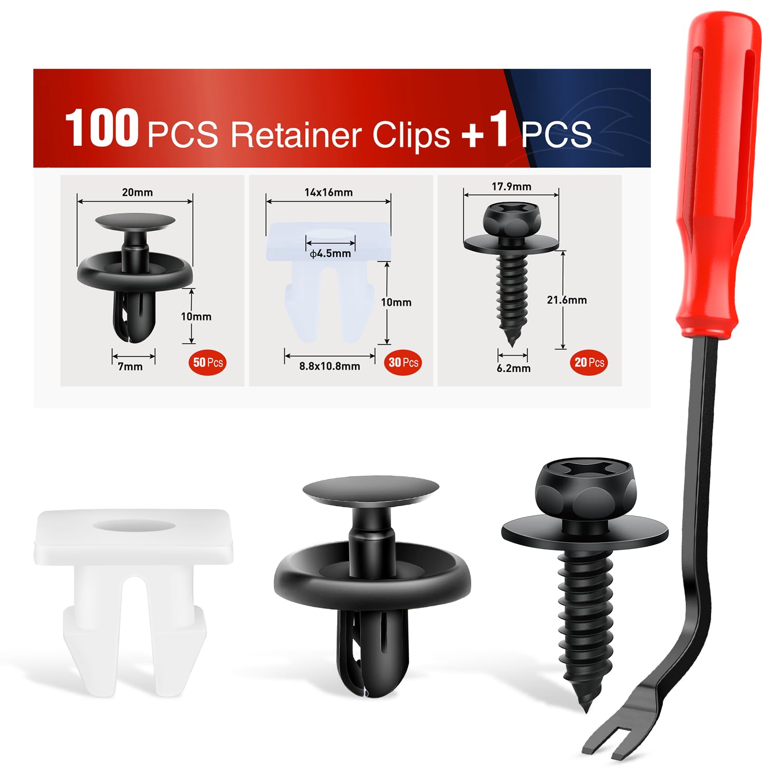 Nilight 101Pcs Engine Under Cover Push-Type Retainer For Lexus &Toyota Clips 90467-07201 Front Bumper Nut Grommet Avalon & Camry