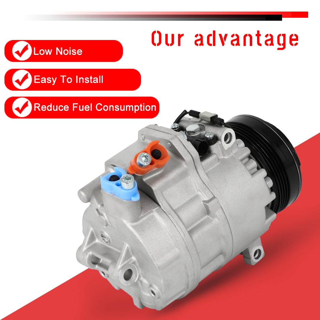 cciyu AC Compressor for Car 2004-2005 2006 for BMW X5 4.4L 4.8LAir Conditioning Compressor with Clutch 4 Grooves 98442