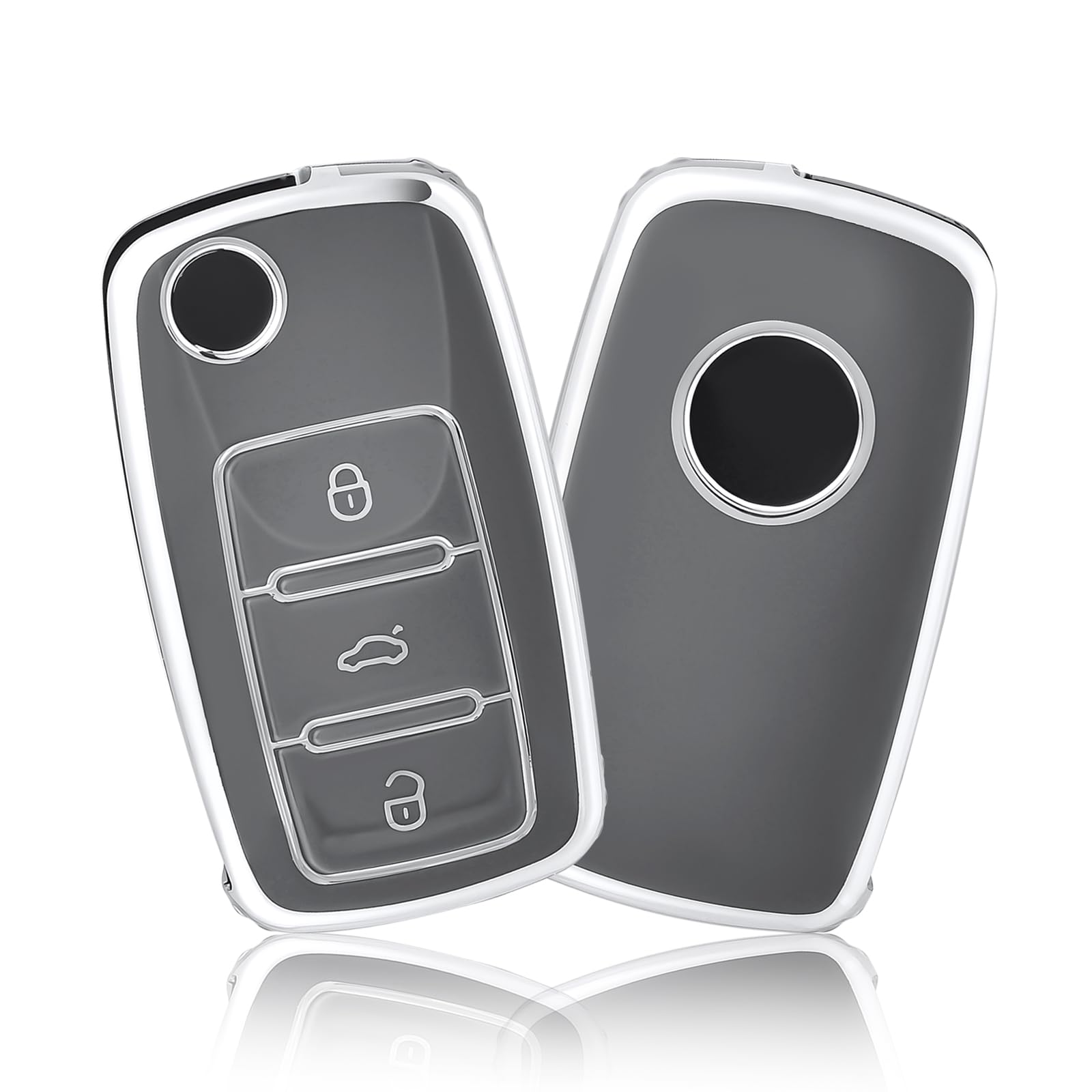 OFFCURVE Key Fob Cover for Volkswagen, Soft TPU Full Protector Case for VW Jetta Golf Polo Passat MK8 Tiguan Beetle Car Remote S