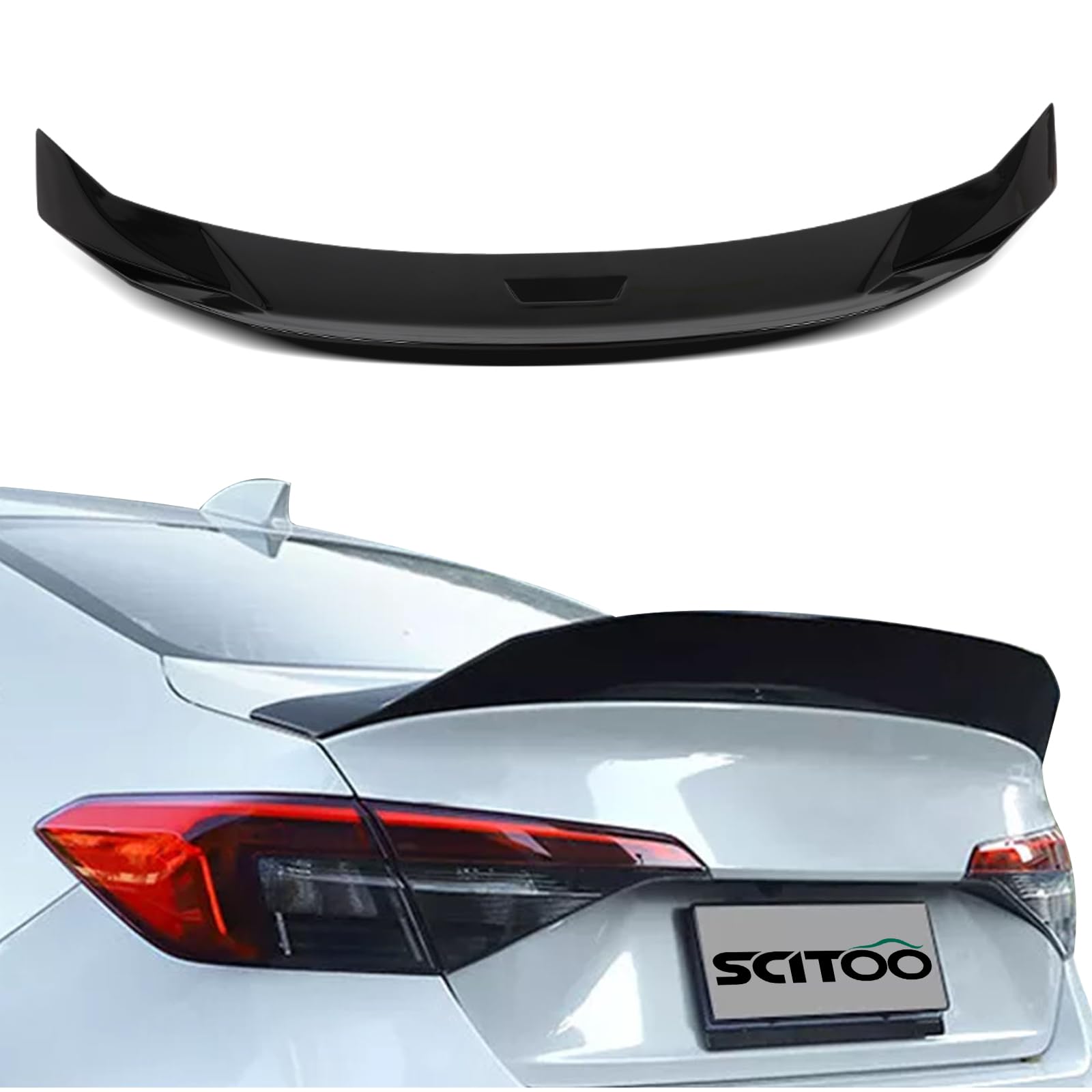 SCITOO ABS Spoiler Wing Fits for 2022-2024 for Honda for Civic 1PC Glossy Black Rear Trunk Spoiler Wing