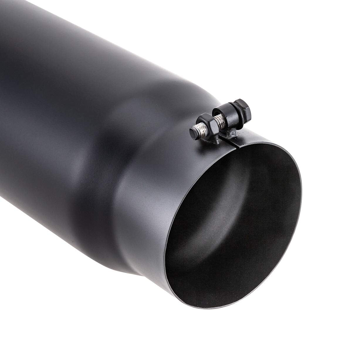 LCGP 5'' Inlet Exhaust Tip, 6'' Outlet 15'' Long Bolt On Stainless Steel Diesel Exhaust Tailpipe Black