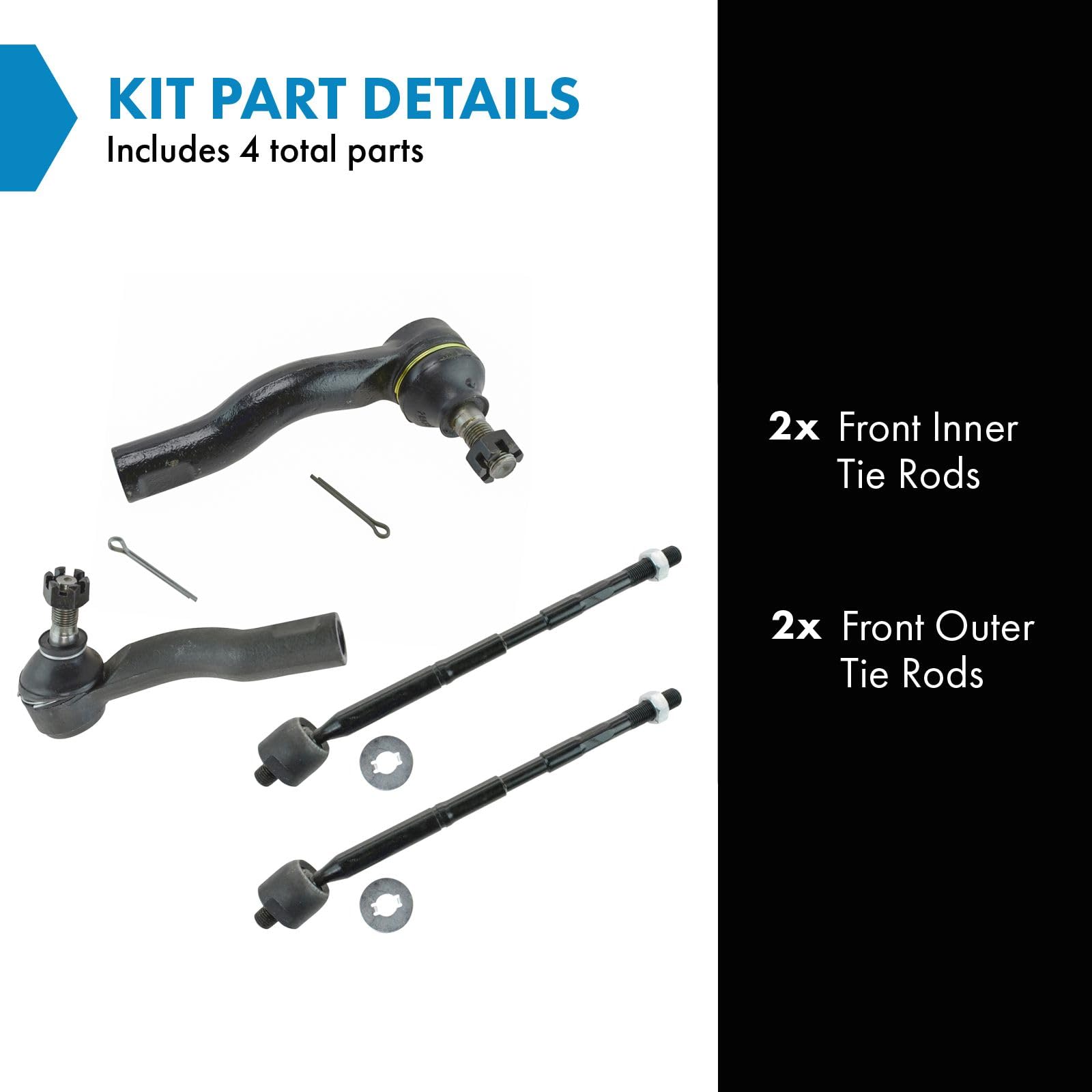 Trq Front Tie Rod Set Compatible With 2005-2010 Scion Tc